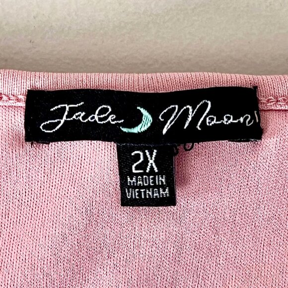 Pretty Pink Top Tank w/ Attached Lace Overlay Size 2X Pearl Feature by Jade Moon - Picture 6 of 12